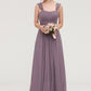 Square Neckline Sleeveless Chiffon Long/Floor-Length A-line/Princess Bridesmaid Dresses With Pleated Taryn DLP0025356