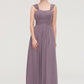 Square Neckline Sleeveless Chiffon Long/Floor-Length A-line/Princess Bridesmaid Dresses With Pleated Taryn DLP0025356