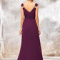 V Neck Sleeveless Long/Floor-Length Sheath/Column Chiffon Bridesmaid Dresses With Sashes Pleated Beading Makaila DLP0025412