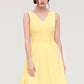 V Neck Sleeveless A-line/Princess Chiffon Knee-Length Bridesmaid Dresses With Pleated Cara DLP0025414