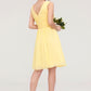 V Neck Sleeveless A-line/Princess Chiffon Knee-Length Bridesmaid Dresses With Pleated Cara DLP0025414