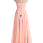 Sweetheart Sleeveless Long/Floor-Length A-Line/Princess Chiffon Bridesmaid Dresses Joanna DLP0025418