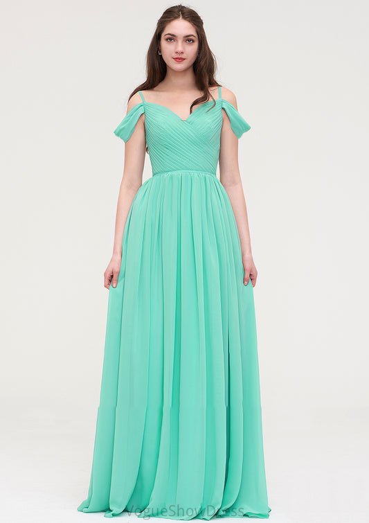 Sweetheart Sleeveless Long/Floor-Length Chiffon A-line/Princess Bridesmaid Dresses With Pleated Lucinda DLP0025422