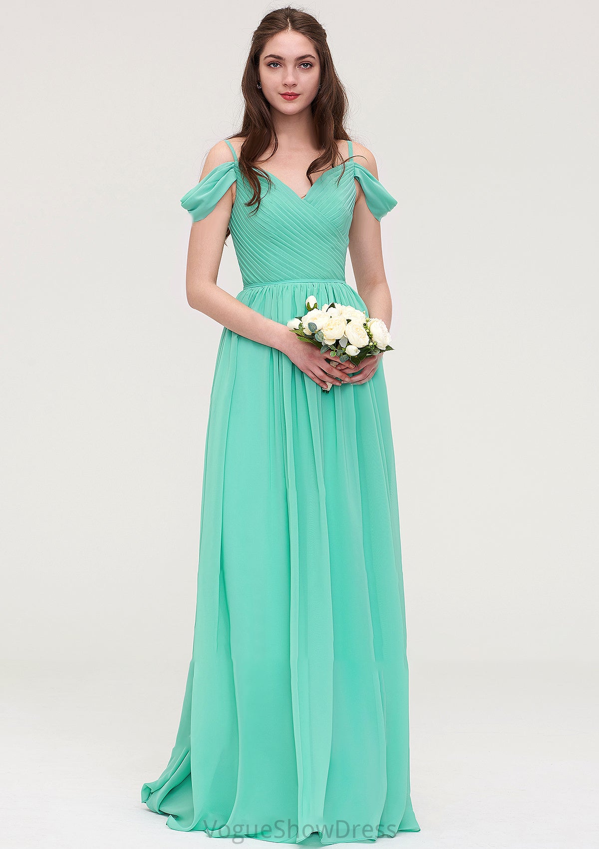 Sweetheart Sleeveless Long/Floor-Length Chiffon A-line/Princess Bridesmaid Dresses With Pleated Lucinda DLP0025422