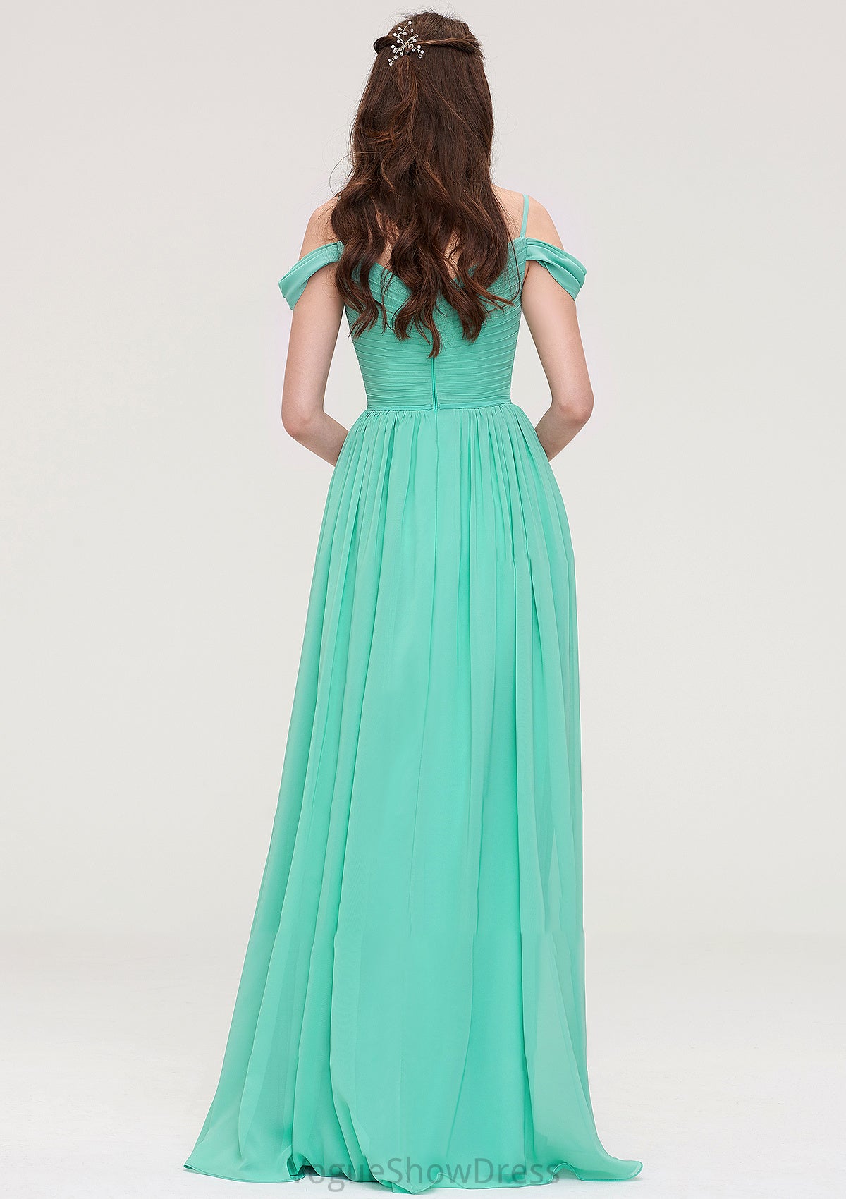 Sweetheart Sleeveless Long/Floor-Length Chiffon A-line/Princess Bridesmaid Dresses With Pleated Lucinda DLP0025422