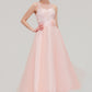 Tea-Length Sleeveless Bateau Tulle A-line/Princess Bridesmaid Dresses With Waistband Lace Maeve DLP0025429