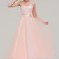 Tea-Length Sleeveless Bateau Tulle A-line/Princess Bridesmaid Dresses With Waistband Lace Maeve DLP0025429