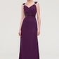 Sleeveless V Neck Long/Floor-Length Sheath/Column Chiffon Bridesmaid Dresses With Sashes Beading Pleated Emely DLP0025432