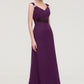 Sleeveless V Neck Long/Floor-Length Sheath/Column Chiffon Bridesmaid Dresses With Sashes Beading Pleated Emely DLP0025432