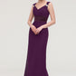 Sleeveless V Neck Long/Floor-Length Sheath/Column Chiffon Bridesmaid Dresses With Sashes Beading Pleated Emely DLP0025432