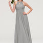 Sleeveless Scoop Neck Chiffon A-line/Princess Long/Floor-Length Bridesmaid Dresseses With Pleated Lace Saige DLP0025460