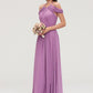 Scoop Neck Sleeveless Chiffon A-line/Princess Long/Floor-Length Bridesmaid Dresseses With Pleated Liberty DLP0025461