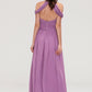 Scoop Neck Sleeveless Chiffon A-line/Princess Long/Floor-Length Bridesmaid Dresseses With Pleated Liberty DLP0025461