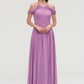 Scoop Neck Sleeveless Chiffon A-line/Princess Long/Floor-Length Bridesmaid Dresseses With Pleated Liberty DLP0025461