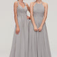 Halter Sleeveless A-line/Princess Long/Floor-Length Chiffon Bridesmaid Dresses With Pleated Layla DLP0025462