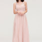 Sleeveless V Neck Long/Floor-Length Chiffon A-line/Princess Bridesmaid Dresses With Pleated Appliqued Muriel DLP0025467