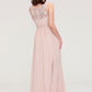 Sleeveless V Neck Long/Floor-Length Chiffon A-line/Princess Bridesmaid Dresses With Pleated Appliqued Muriel DLP0025467