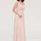 Sleeveless V Neck Long/Floor-Length Chiffon A-line/Princess Bridesmaid Dresses With Pleated Appliqued Muriel DLP0025467