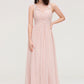 Sleeveless V Neck Long/Floor-Length Chiffon A-line/Princess Bridesmaid Dresses With Pleated Appliqued Muriel DLP0025467