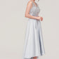 Sleeveless V Neck Asymmetrical Satin A-line/Princess Bridesmaid Dresses With Pleated Lace Destiney DLP0025468