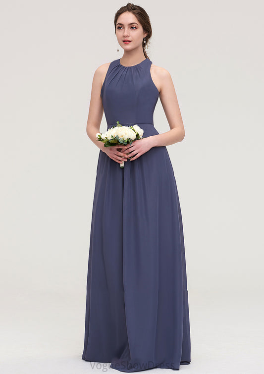 Sleeveless Scoop Neck ong/Floor-Length Chiffon A-line/Princess LStormy Bridesmaid Dresses With Pleated Mya DLP0025470