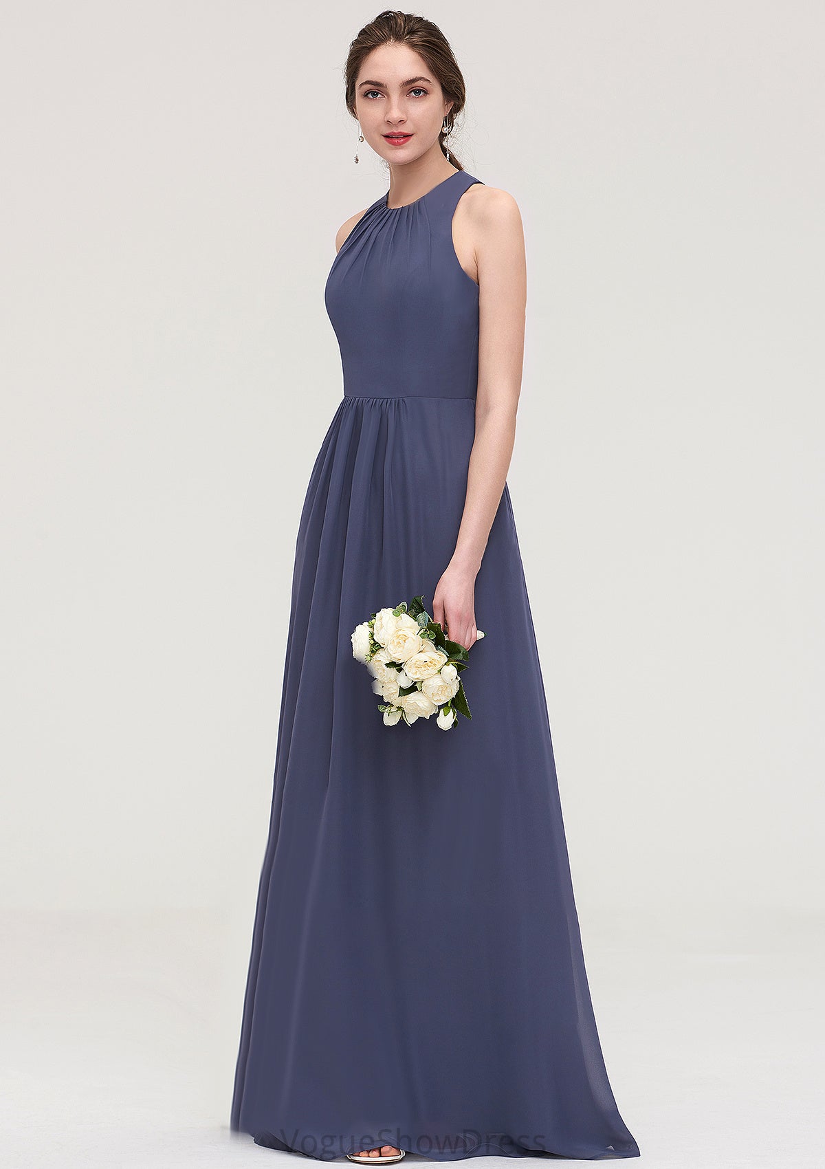 Sleeveless Scoop Neck ong/Floor-Length Chiffon A-line/Princess LStormy Bridesmaid Dresses With Pleated Mya DLP0025470