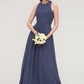 Sleeveless Scoop Neck ong/Floor-Length Chiffon A-line/Princess LStormy Bridesmaid Dresses With Pleated Mya DLP0025470