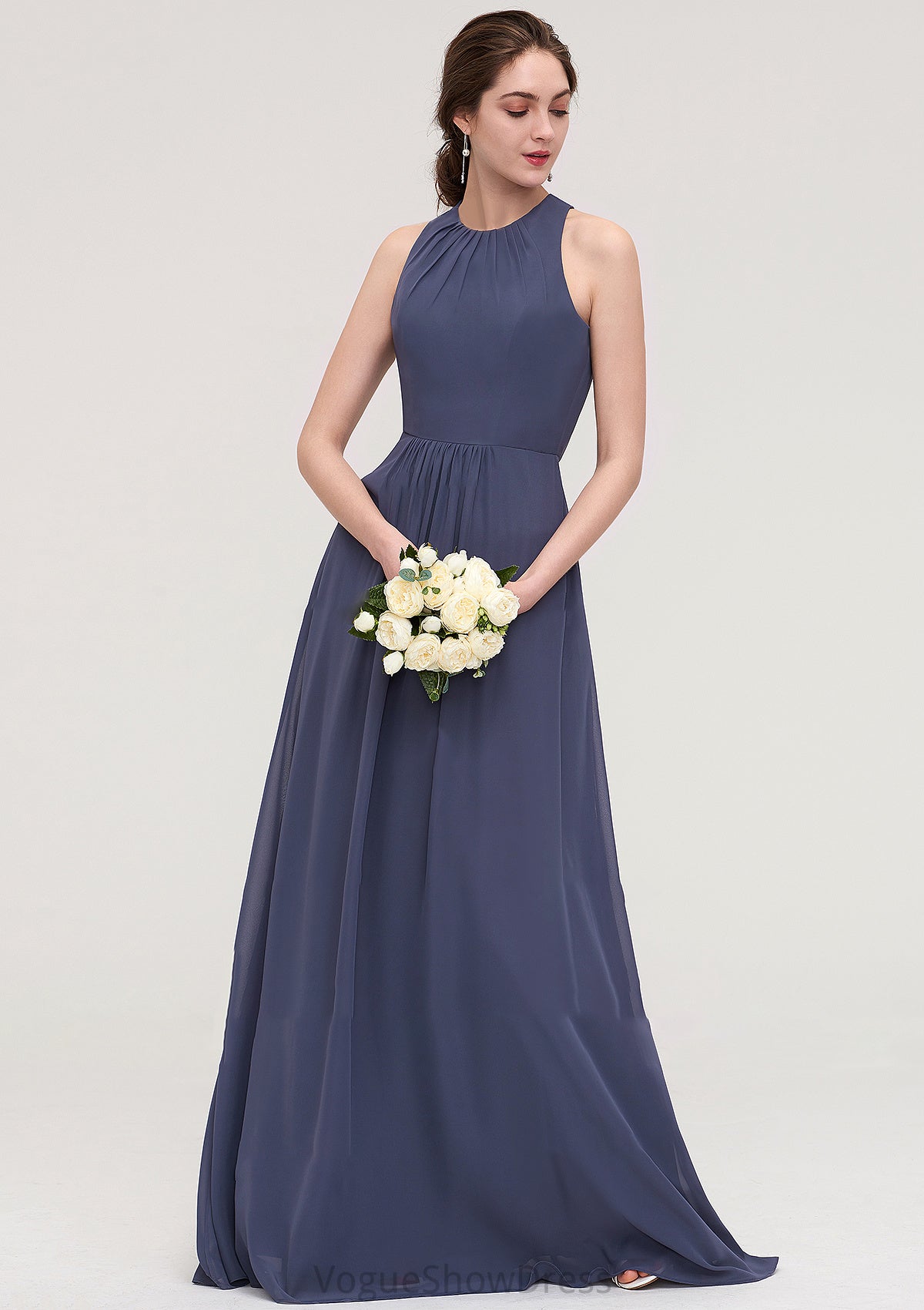 Sleeveless Scoop Neck ong/Floor-Length Chiffon A-line/Princess LStormy Bridesmaid Dresses With Pleated Mya DLP0025470