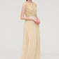 Bateau Sleeveless A-line/Princess Chiffon Long/Floor-Length Bridesmaid Dresses With Sashes Lace Sofia DLP0025472