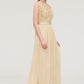 Bateau Sleeveless A-line/Princess Chiffon Long/Floor-Length Bridesmaid Dresses With Sashes Lace Sofia DLP0025472