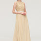 Bateau Sleeveless A-line/Princess Chiffon Long/Floor-Length Bridesmaid Dresses With Sashes Lace Sofia DLP0025472