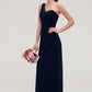 Sleeveless One-Shoulder A-line/Princess Chiffon Long/Floor-Length Bridesmaid Dresses With Pleated Hope DLP0025475