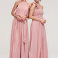 Sleeveless Scoop Neck A-line/Princess Chiffon Long/Floor-Length Bridesmaid Dresseses With Pleated Sashes Brooke DLP0025476