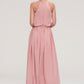 Sleeveless Scoop Neck A-line/Princess Chiffon Long/Floor-Length Bridesmaid Dresseses With Pleated Sashes Brooke DLP0025476