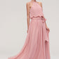 Sleeveless Scoop Neck A-line/Princess Chiffon Long/Floor-Length Bridesmaid Dresseses With Pleated Sashes Brooke DLP0025476