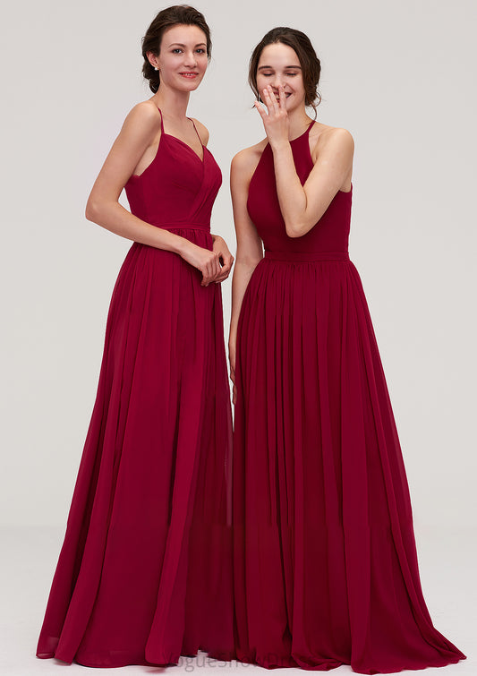 Sleeveless Sweetheart Long/Floor-Length Chiffon A-line/Princess Bridesmaid Dresseses With Split Pleated Jaylin DLP0025477