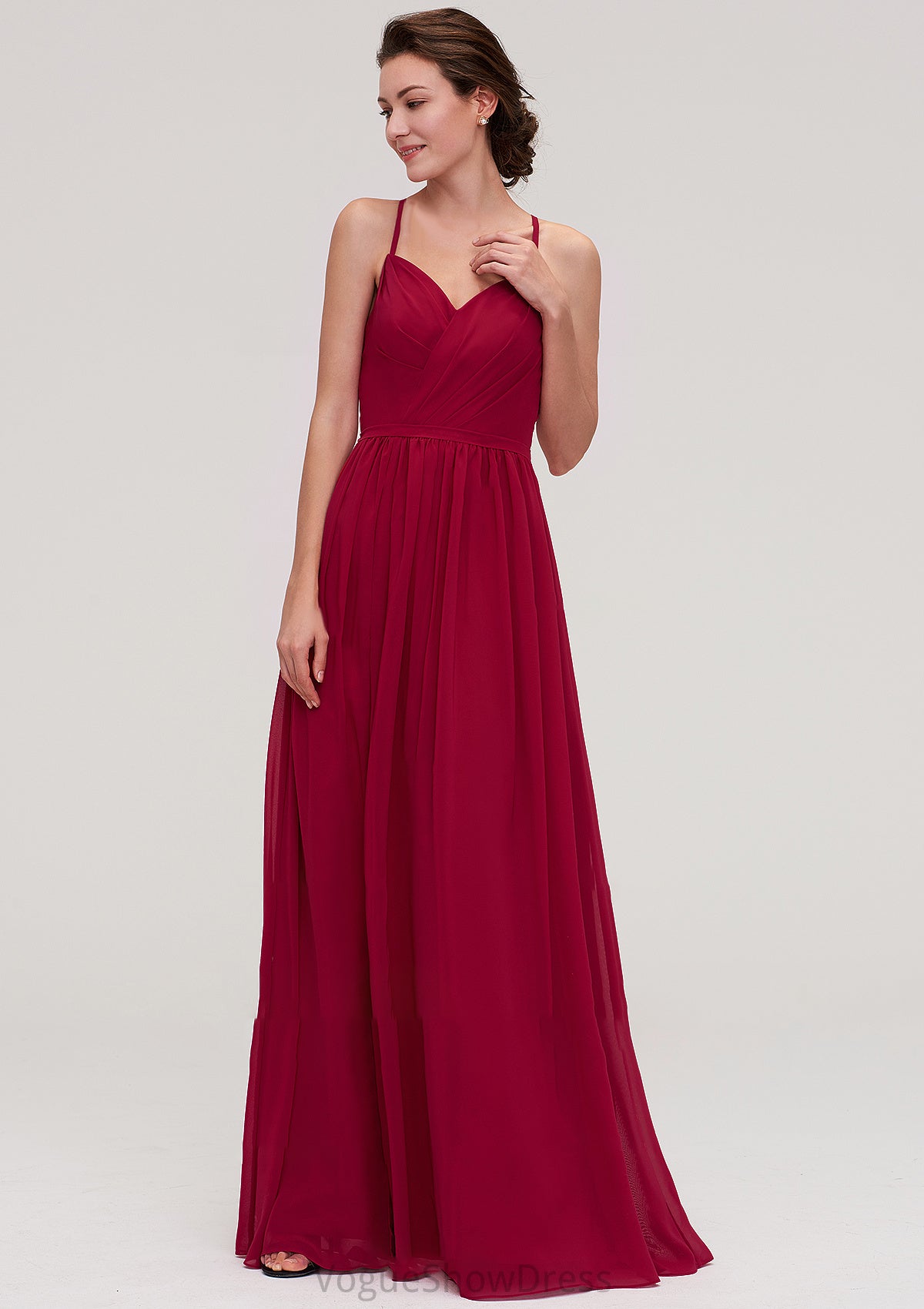 Sleeveless Sweetheart Long/Floor-Length Chiffon A-line/Princess Bridesmaid Dresseses With Split Pleated Jaylin DLP0025477