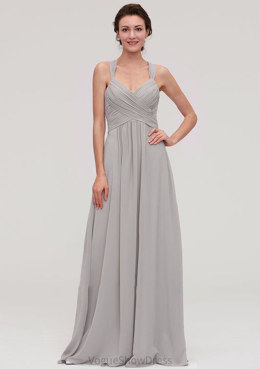 Sleeveless Sweetheart Long/Floor-Length Chiffon A-line/Princess Bridesmaid Dresseses With Pleated Beading Clara DLP0025478