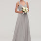 Sleeveless Sweetheart Long/Floor-Length Chiffon A-line/Princess Bridesmaid Dresseses With Pleated Beading Clara DLP0025478