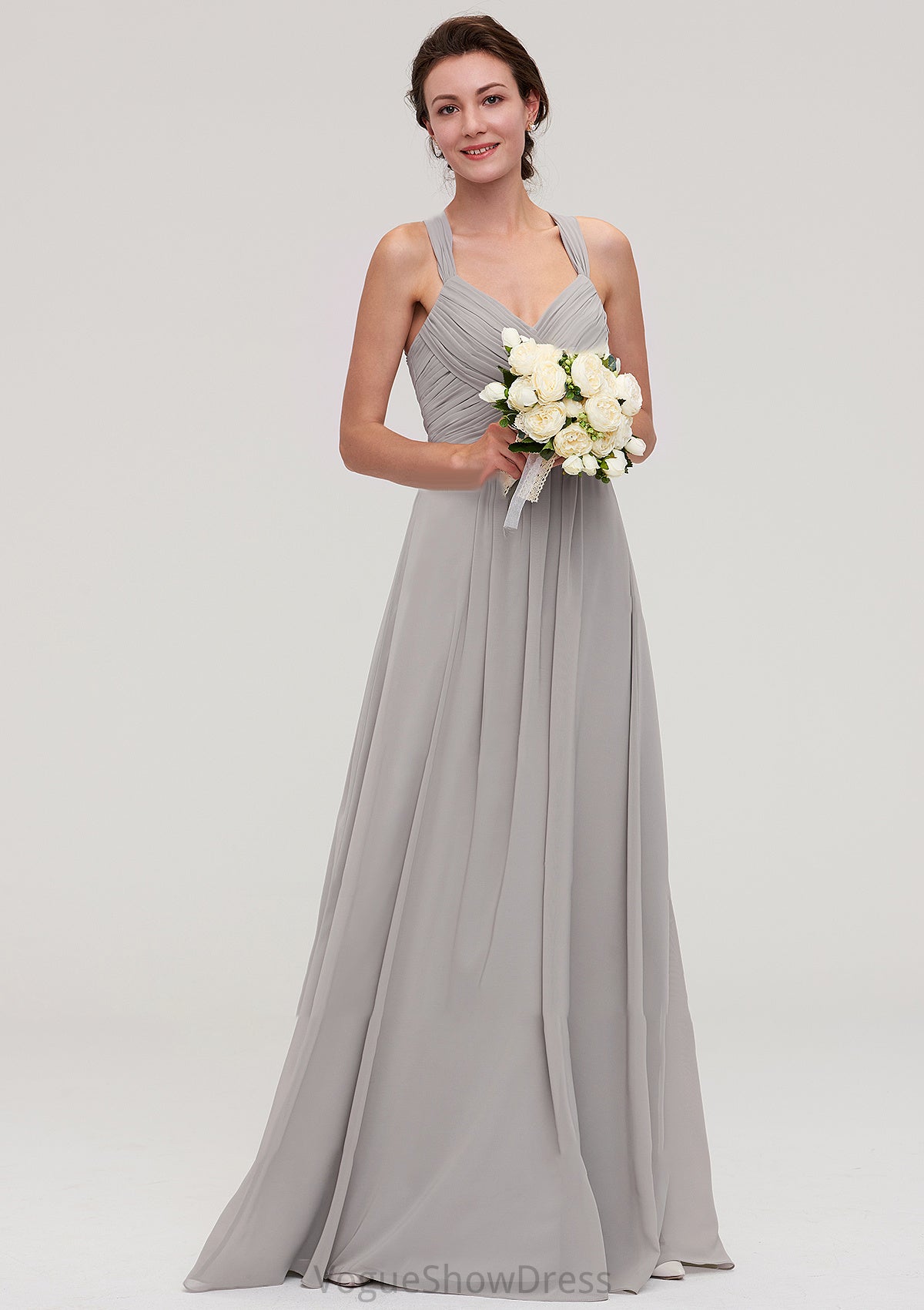 Sleeveless Sweetheart Long/Floor-Length Chiffon A-line/Princess Bridesmaid Dresseses With Pleated Beading Clara DLP0025478