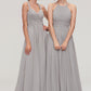 Sleeveless Sweetheart Long/Floor-Length Chiffon A-line/Princess Bridesmaid Dresseses With Pleated Beading Clara DLP0025478