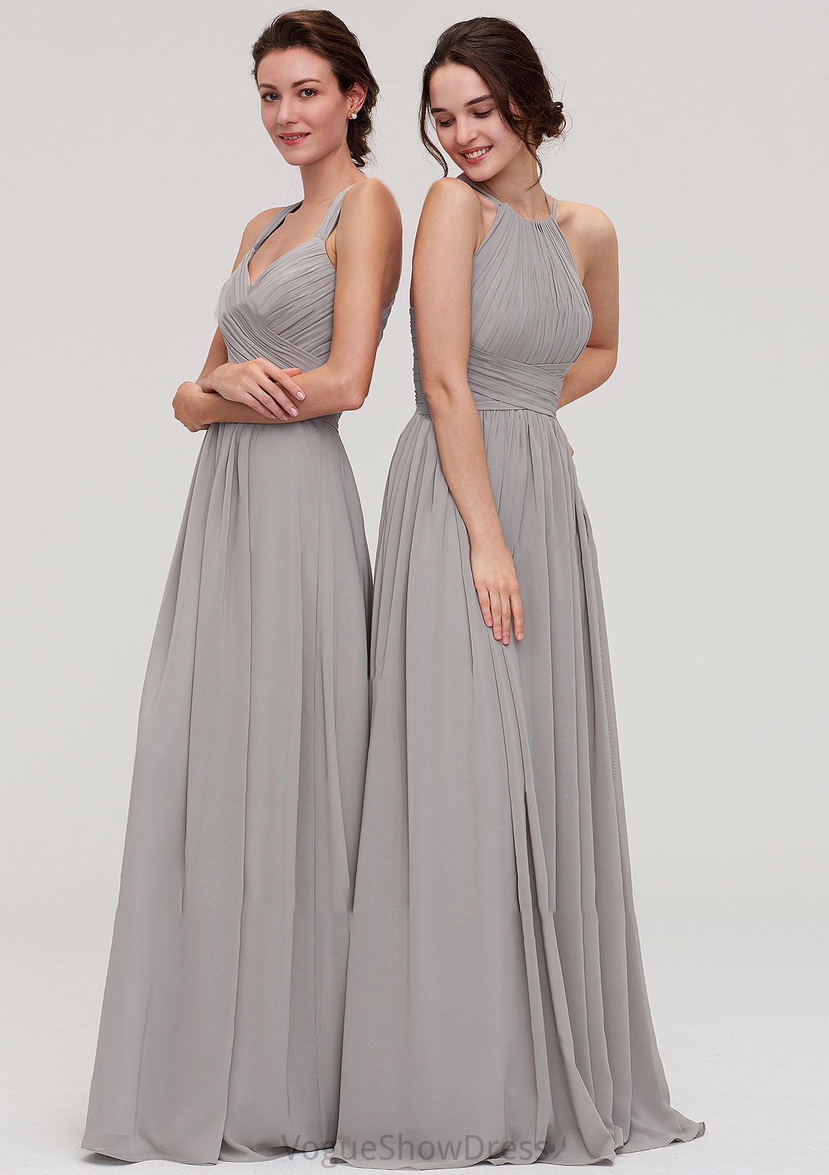 Sleeveless Sweetheart Long/Floor-Length Chiffon A-line/Princess Bridesmaid Dresseses With Pleated Beading Clara DLP0025478