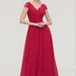 Sleeveless V Neck Long/Floor-Length Chiffon A-line/Princess Bridesmaid Dresses With Lace Pleated Mercedes DLP0025486