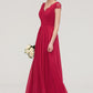 Sleeveless V Neck Long/Floor-Length Chiffon A-line/Princess Bridesmaid Dresses With Lace Pleated Mercedes DLP0025486