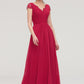 Sleeveless V Neck Long/Floor-Length Chiffon A-line/Princess Bridesmaid Dresses With Lace Pleated Mercedes DLP0025486