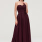 Sweetheart Sleeveless Long/Floor-Length Chiffon A-line/Princess Bridesmaid Dresses With Pleated Jillian DLP0025490