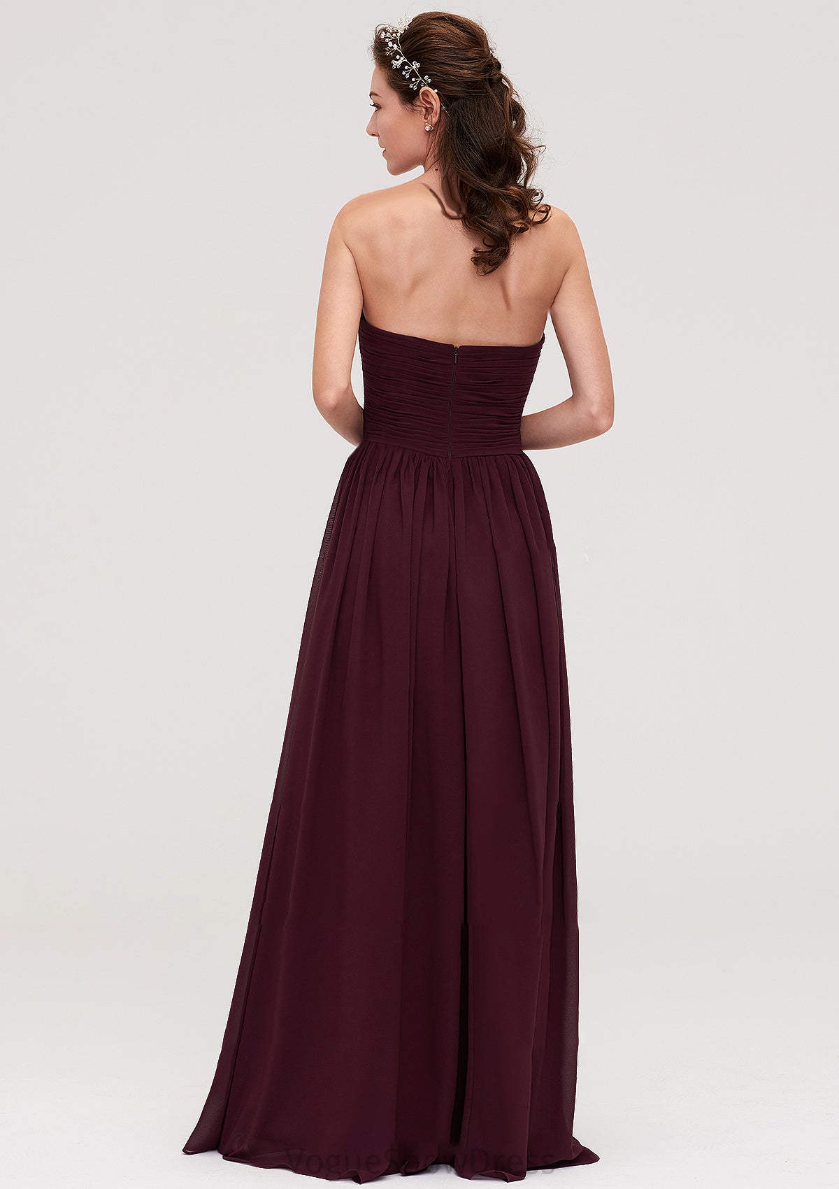 Sweetheart Sleeveless Long/Floor-Length Chiffon A-line/Princess Bridesmaid Dresses With Pleated Jillian DLP0025490