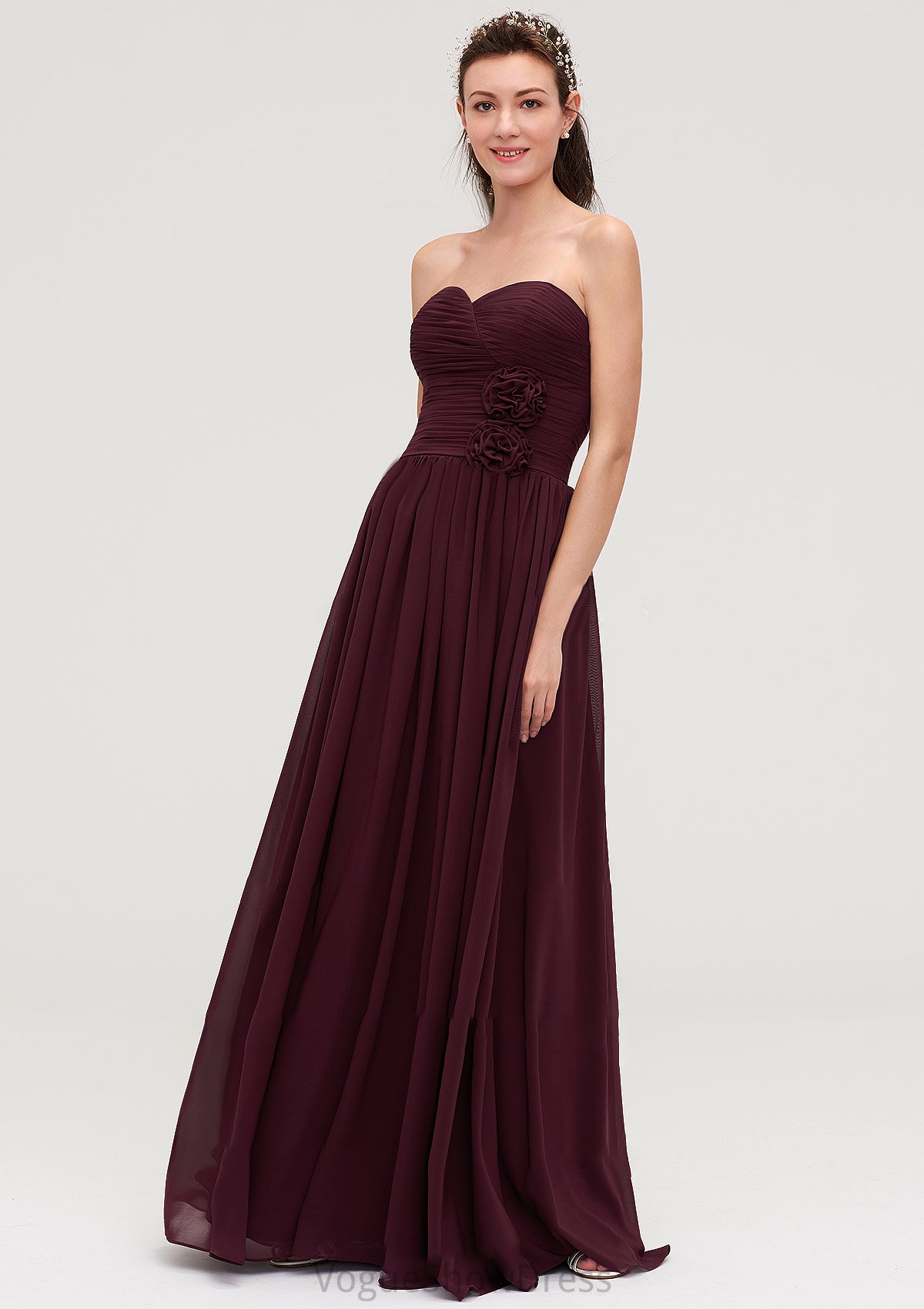 Sweetheart Sleeveless Long/Floor-Length Chiffon A-line/Princess Bridesmaid Dresses With Pleated Jillian DLP0025490