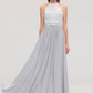 Sleeveless Scoop Neck A-line/Princess Chiffon Long/Floor-Length Bridesmaid Dresseses With Lace Alice DLP0025497