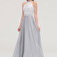 Sleeveless Scoop Neck A-line/Princess Chiffon Long/Floor-Length Bridesmaid Dresseses With Lace Alice DLP0025497